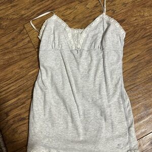 Gray Lace Trim Cami Top